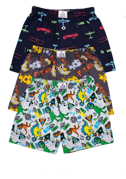 Erkek Çocuk Boxer 3'lü Baskılı (%100 Pamuk)