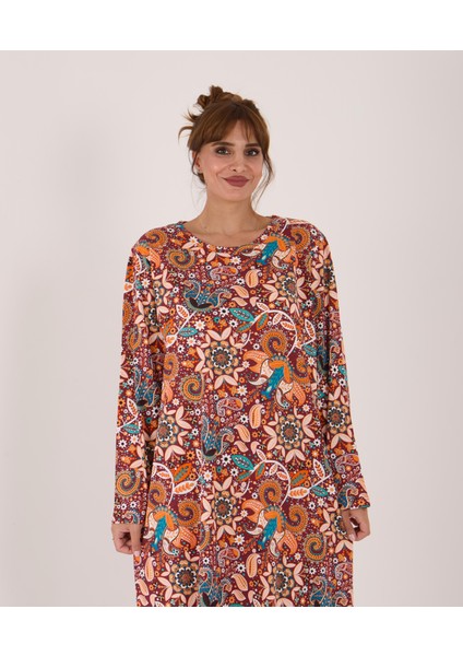 Uzun Kollu Pamuklu Süprem Kumaş Midi Boy Elbise fırsatları