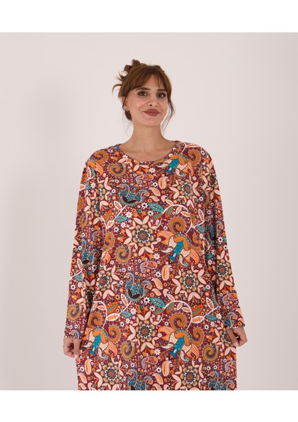 Uzun Kollu Pamuklu Süprem Kumaş Midi Boy Elbise indirimleri