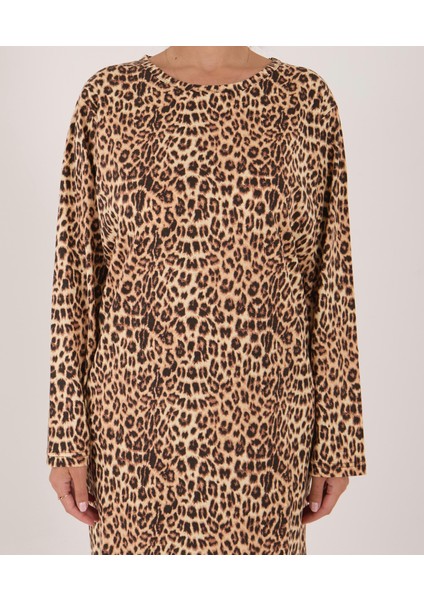 Uzun Kollu Pamuklu Süprem Kumaş Midi Boy Elbise