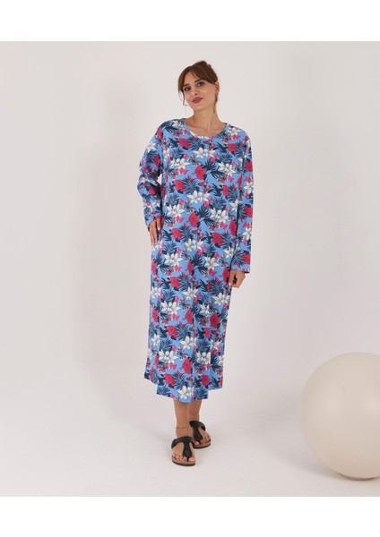 Uzun Kollu Pamuklu Süprem Kumaş Midi Boy Elbise indirimleri