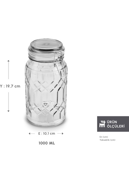 Storica Kilit Kapaklı Cam Kavanoz 1000 ml fiyatları