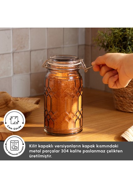 Storica Kilit Kapaklı Cam Kavanoz 1000 ml modelleri