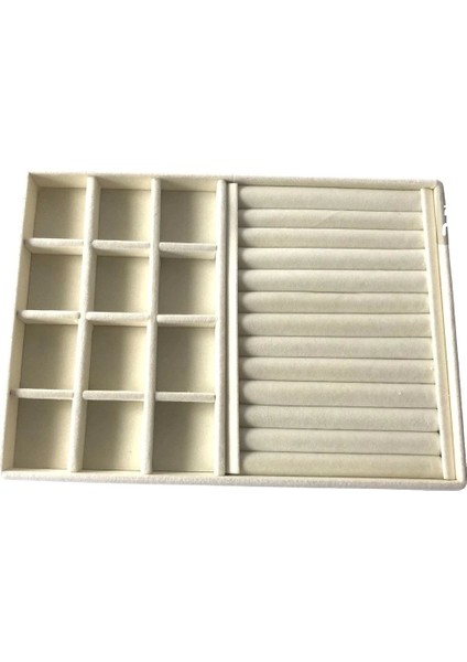 Berlin Model Süet Kumaş Krem Renk 24/34 cm Sosisli-Bölmeli Takı Sergileme Standı fiyatları