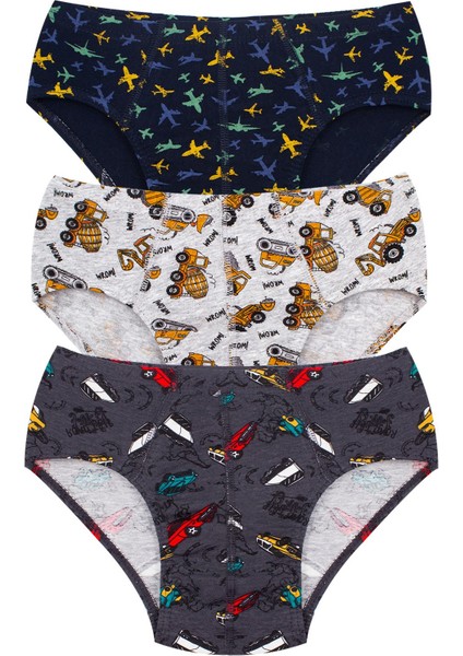 Erkek Çocuk Külot 3'lü Slip Modeli %100 Pamuk Kumaş Yumuşak Dokulu Rahat Kullanım