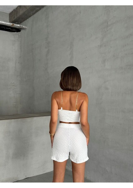 Kadın Çiçek Desenli Yırtmaç Detaylı Şort Etek ve Gloplu Crop Bluz 2'li Takım RD1032 fiyatları