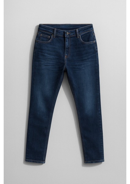 Kadın Yüksek Bel Skinny Fit Koyu Mavi Jean Pantolon