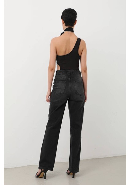 Kadın Siyah Palazzo Jean Pantolon