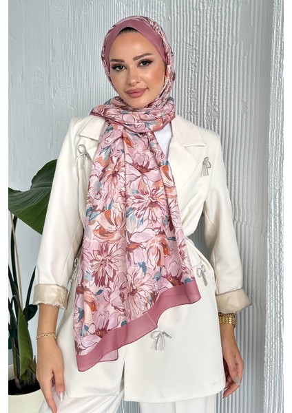 Lotus Çiçek Desen Soft Pamuk Şal