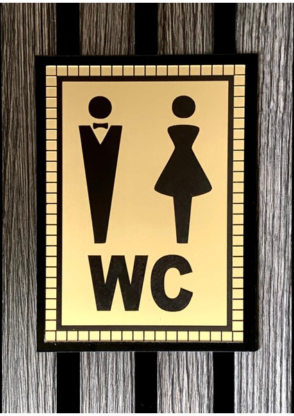 Mosaic çerçeveli Mat Gold renkli Wc Yazılı görseli