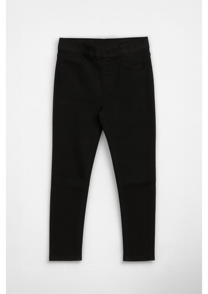 Kadın Beli Lastikli Siyah Tayt Jean Pantolon