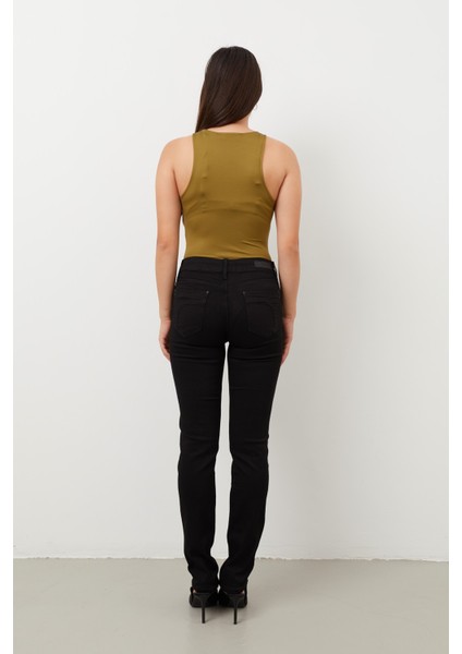 Kadın Siyah Jean Pantolon Düşük Bel indirimleri
