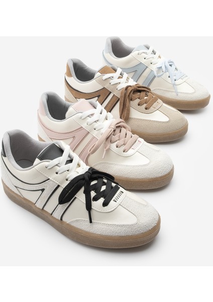 Kadın Sneaker Retro Çift Bağcıklı Spor Ayakkabı Forden Siyah