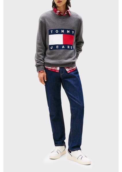 % 100 Pamuk Regular Fit Bisiklet Yaka Logolu Kazak Erkek Kazak DM0DM22105 Pu2 fiyatları