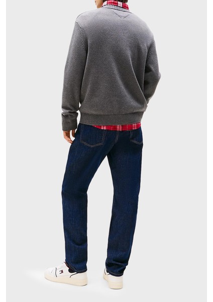 % 100 Pamuk Regular Fit Bisiklet Yaka Logolu Kazak Erkek Kazak DM0DM22105 Pu2 modelleri