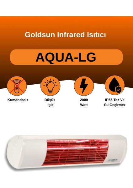 Aqua 2000 Watt GSA20LG Düşük Işıklı Kumandasız Suya Dayanıklı Elektrikli Infrared Isıtıcı-Beyaz