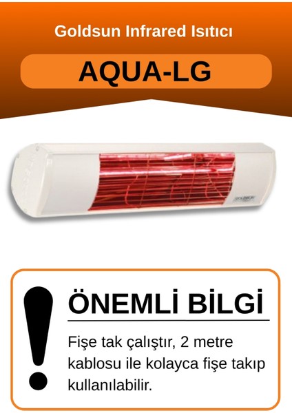 Aqua 2000 Watt GSA20LG Düşük Işıklı Kumandasız Suya Dayanıklı Elektrikli Infrared Isıtıcı-Beyaz fiyatları