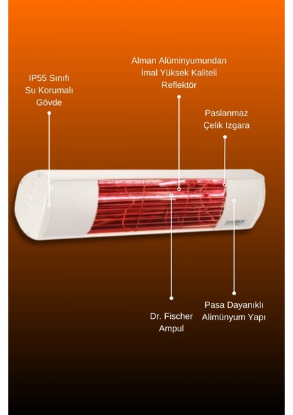 Aqua 2000 Watt GSA20LG Düşük Işıklı Kumandasız Suya Dayanıklı Elektrikli Infrared Isıtıcı-Beyaz indirimleri