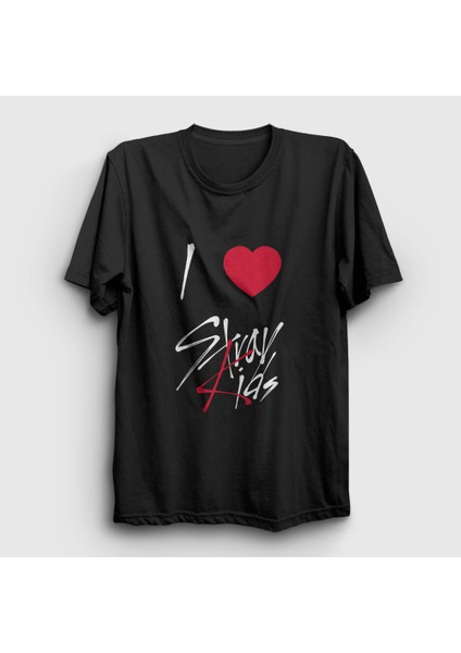 Unisex Siyah I Love Stray Kids T-Shirt