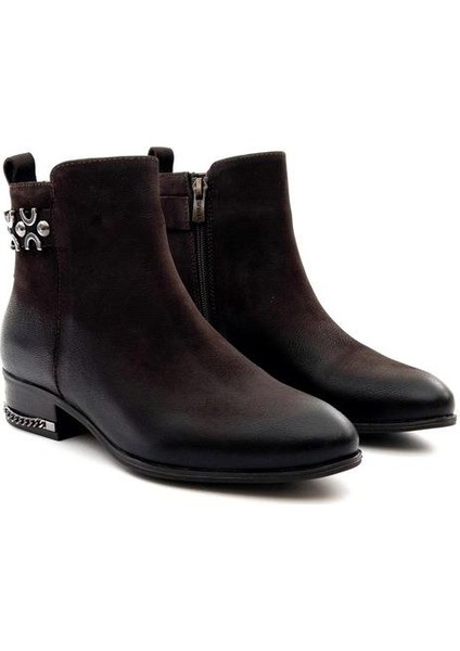 Kadın Hakiki Deri Kısa Topuklu Bot 2152712K - Kahve - 36 fiyatları