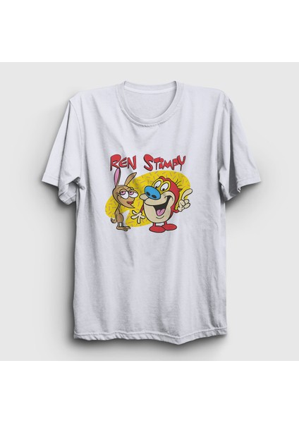 Unisex Beyaz Poster Ren And Stimpy T-Shirt