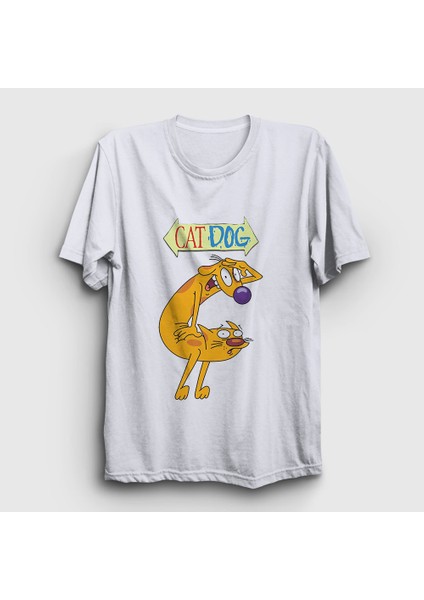 Unisex Beyaz Cat Dog Kedi Kedili Köpek Köpekli T-Shirt