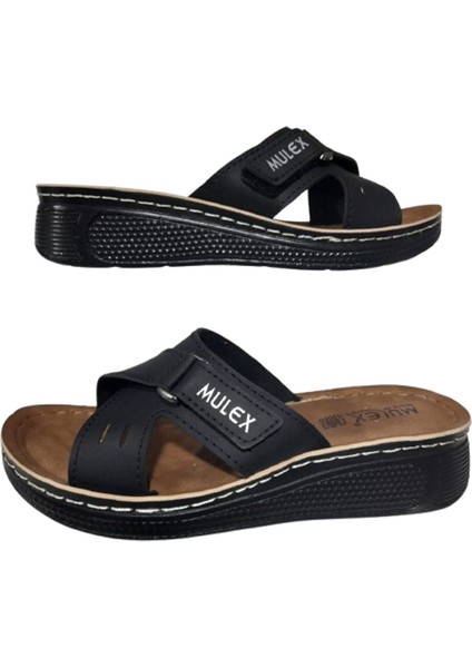 Siyah Yandan Cırtlı Ortopedik Terlik