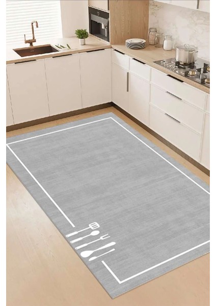 Dijital Kaymaz Yıkanabilir Modern Çerçeveli Kıtchen Mutfak Halısı Gri Mutfak Halısı DC-5055 fiyatları