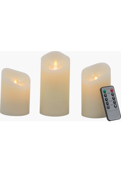 3'lü LED Mum Set Ivory A