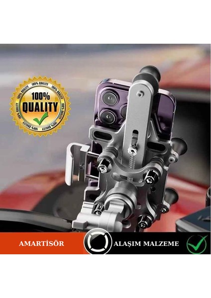 Metal 360° Dönen Amortisörlü Motosiklet & Bisiklet Telefon Tutucu – Titreşim Önleyici, Şok Emici, Ayarlanabilir fırsatları