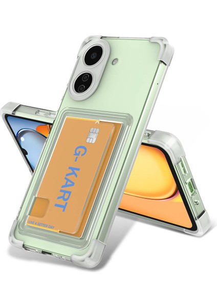 Poco C65 Kılıf Kart Bölmeli ve Köşe Korumalı Şeffaf Lumora Premium Silikon Kapak