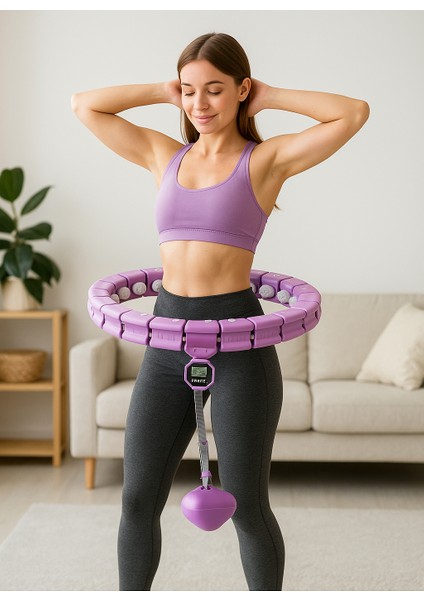 Akıllı Egzersiz Çemberi 24 Bölüm Parça Mor Renk Fitness Spor Egzersiz Halkası Sayaçlı