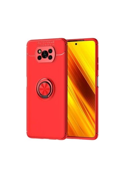 Poco X3 Pro Kılıf Manyetik (Metal) Yüzüklü ve Stant Olabilen Rewon Premium Silikon Kapak