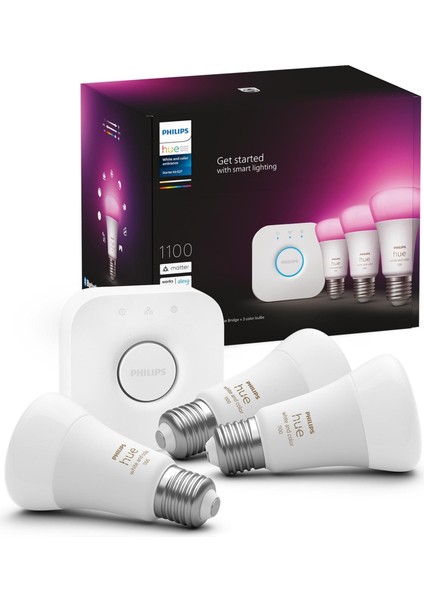 Huewca 9W E27 Renkli Akıllı Ampul 3'lü Başlangıç Seti