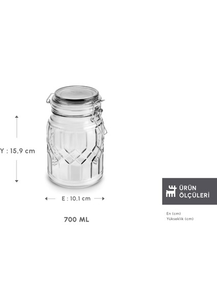 Storica Kilit Kapaklı Cam Kavanoz 700 ml fiyatları