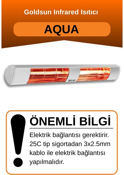 Aqua 3000 Watt GSA30 Kumandasız Suya Dayanıklı Elektrikli Infrared Isıtıcı-Beyaz fiyatları