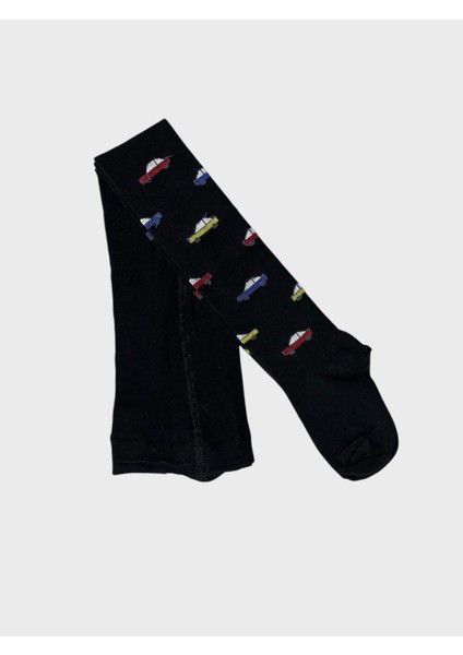 Erkek Çocuk Pamuklu Yıkanmış Siyah Araba Desenli Külotlu Çorap fiyatları