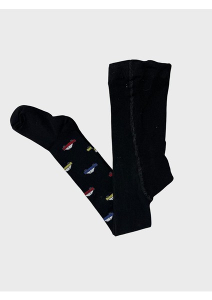Erkek Çocuk Pamuklu Yıkanmış Siyah Araba Desenli Külotlu Çorap modelleri