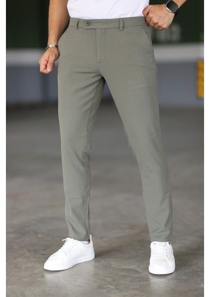 Erkek Zeytin Yeşili Renk Italyan Kesim Slimfit Kumaş Pantolon