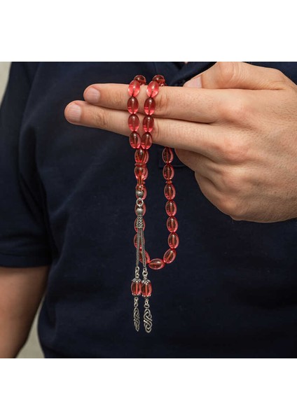 Gümüş Püsküllü Ateş Kehribar Tesbih fırsatları