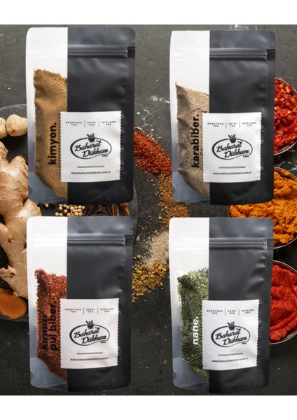 Klasik Lezzet Kutusu (Kimyon, karabiber, kırmızı biber, nane) 4'lü Set