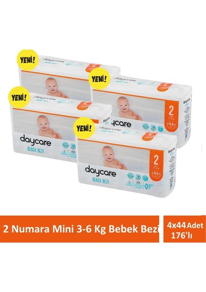 Mini 2 Numara 3-6 kg Bebek Bezi 4X44 176 Adet