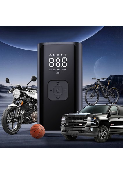 4500MAH Auhma Şarjlı LED Işıklı 150PSI LCD Ekranlı 78W Araç Bisiklet Motor Top Vs Şişirme Kompresörü modelleri