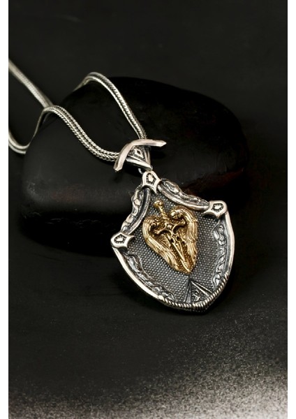 Özel Tasarım Vintage Karartmalı Gümüş Kılıç Erkek Kolye