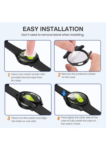 Samsung Galaxy Watch 7 44MM Uyumlu Sert Pc Kasa ve Ekran Koruyucu Kılıf