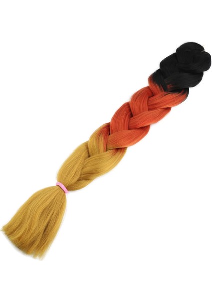 Afrika Örgüsü ve Rasta İçin Sentetik Ombreli Saç - Siyah - Bakır - Karamel