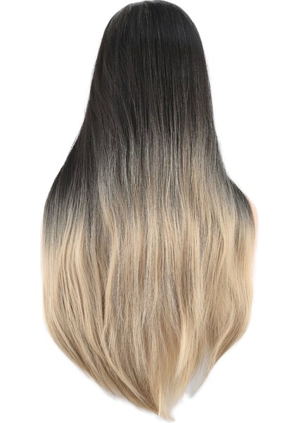 Düz Perçemli Uzun Fiber Sentetik Peruk - Küllü Siyah - Balköpüğü Ombreli fırsatları