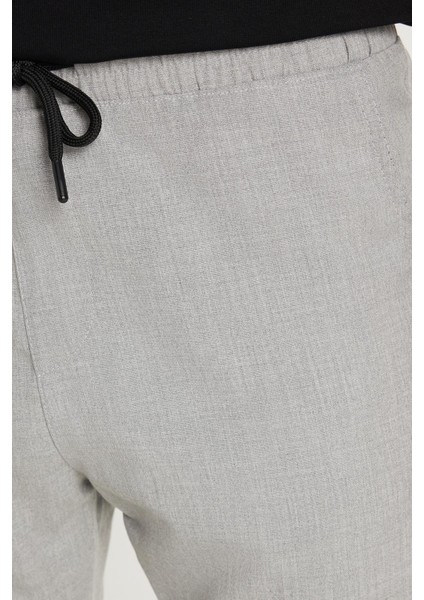 Erkek Slim Fit Dar Kesim Pamuklu Lastikli Beli Bağcıklı Gri Pantolon modelleri