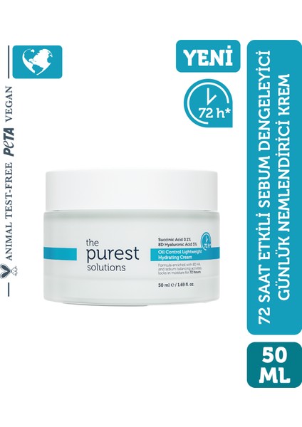 72 Saat Etkili Sebum Dengeleyici Su Bazlı Günlük Nemlendirici Krem