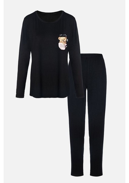 Kadın Yumuşak Dokulu Viskon Dökümlü Pijama Takımı